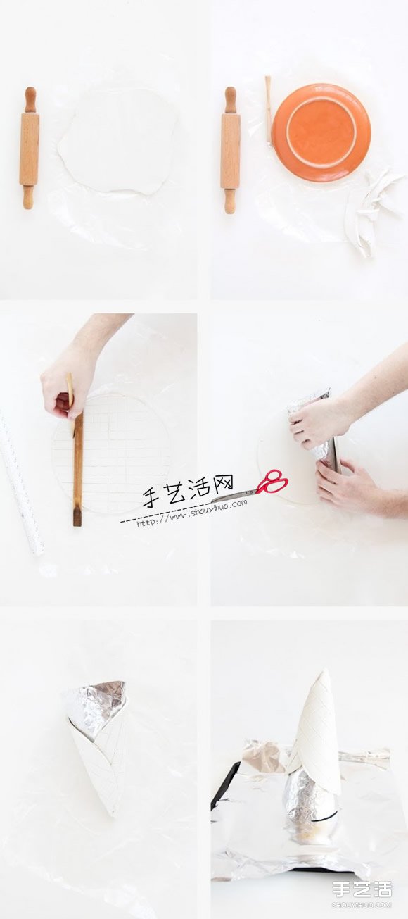 自制蛋卷冰淇淋花盆 軟陶花盆DIY制作教程 - www.fasang.cn