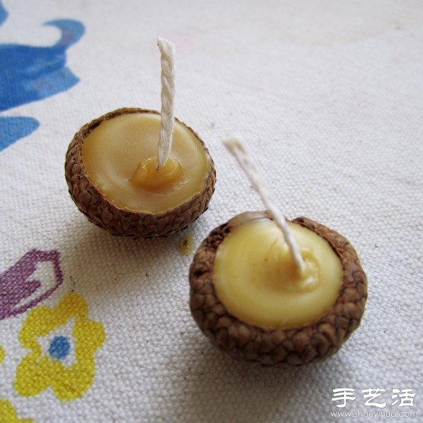 橡果殼+蜂蠟 DIY漂浮在水面上的浪漫燭臺 - www.fasang.cn