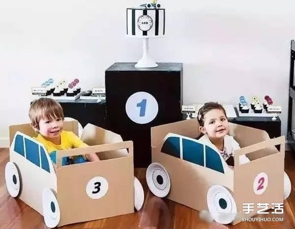 手工紙箱小汽車做法 幼兒園自制紙箱汽車制作 - www.fasang.cn