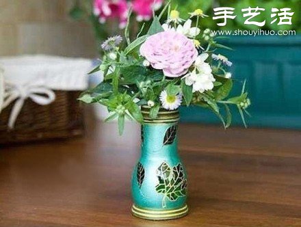 玻璃瓶變廢為寶手工制作精致花瓶 - www.fasang.cn