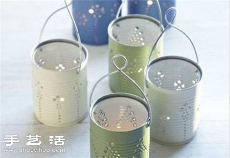 鐵罐變廢為寶 手工制作浪漫可懸掛燭臺 - www.fasang.cn