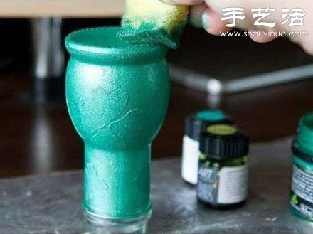 玻璃瓶變廢為寶手工制作精致花瓶 - www.fasang.cn