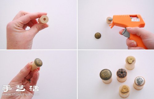 紐扣+木線軸 DIY手工制作復古蠟泥封印 - www.fasang.cn