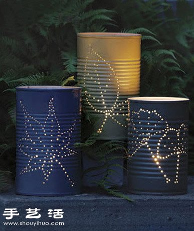 鐵皮罐/鐵罐廢物利用DIY浪漫蠟燭燈臺(tái) - www.fasang.cn