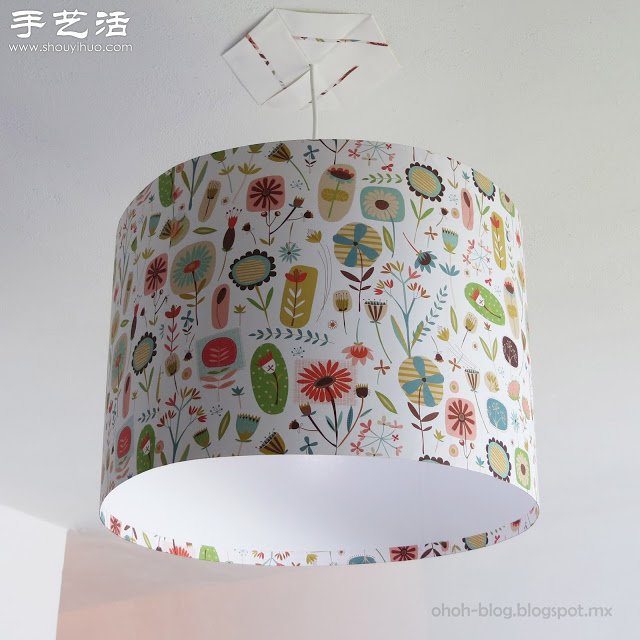 卡紙+木棍+塑料瓶 手工DIY漂亮吊燈燈罩 - www.fasang.cn