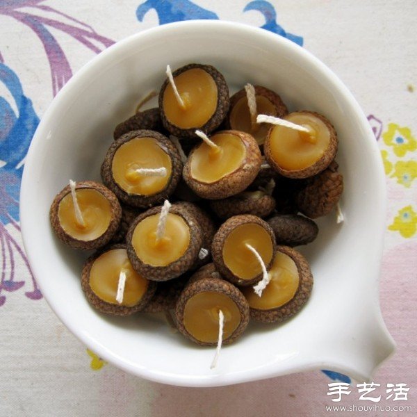 橡果殼+蜂蠟 DIY漂浮在水面上的浪漫燭臺 - www.fasang.cn
