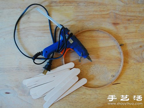 冰棒棍+繡花撐 DIY手工制作精致吊燈 - www.fasang.cn