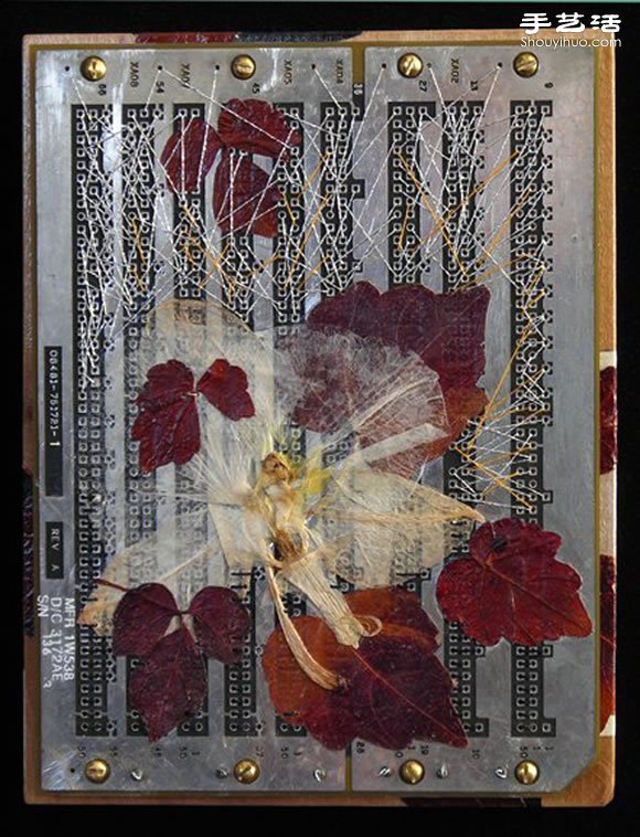 掉落葉子與電子垃圾DIY制作環(huán)保藝術(shù)作品 - www.fasang.cn
