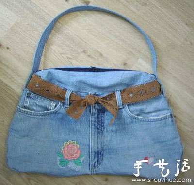 牛仔褲舊物改造 DIY牛仔手提包 - www.fasang.cn