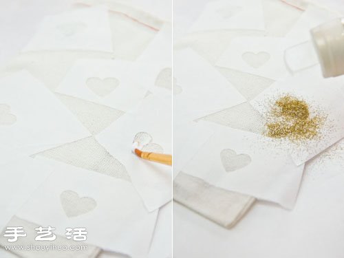 舊物改造:收納袋創意DIY閃亮心形圖案 - www.fasang.cn