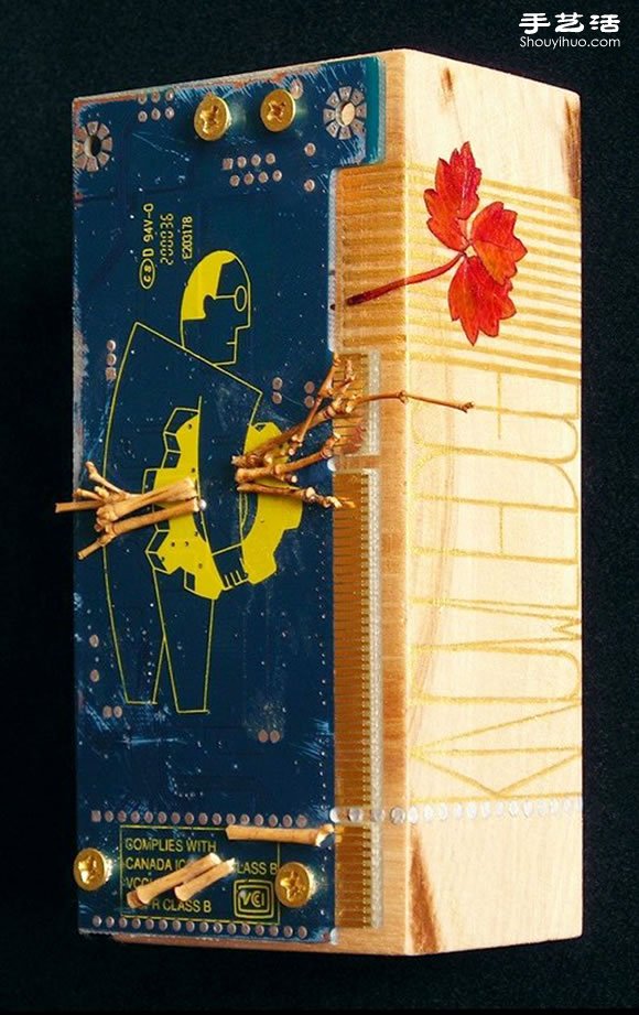 掉落葉子與電子垃圾DIY制作環(huán)保藝術(shù)作品 - www.fasang.cn