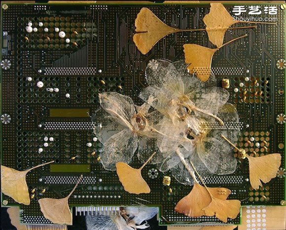 掉落葉子與電子垃圾DIY制作環(huán)保藝術(shù)作品 - www.fasang.cn