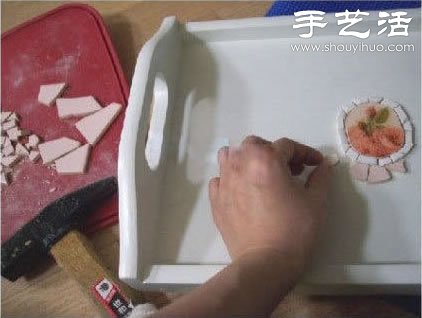 瓷磚碎片廢物利用改造舊托盤 - www.fasang.cn