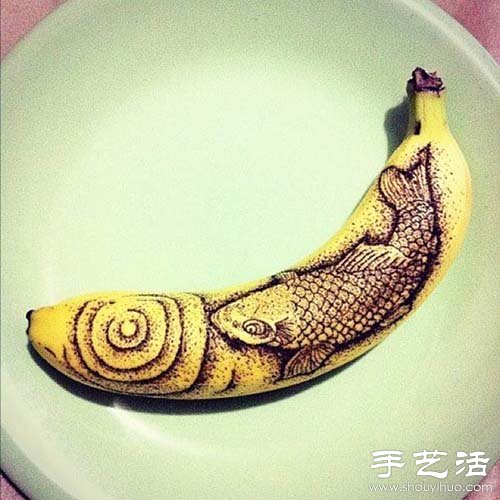 香蕉皮上創(chuàng)意DIY逼真圖案 - www.fasang.cn