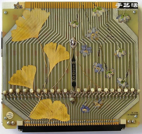 掉落葉子與電子垃圾DIY制作環(huán)保藝術(shù)作品 - www.fasang.cn