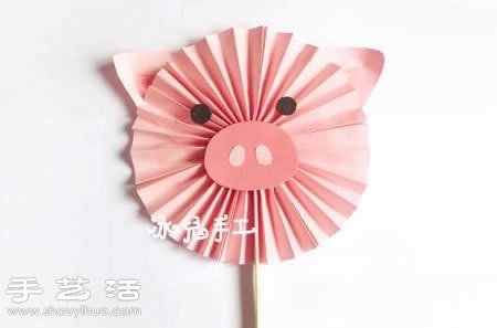 紙張+雪糕棒 手工制作可愛小豬紙扇 - www.fasang.cn