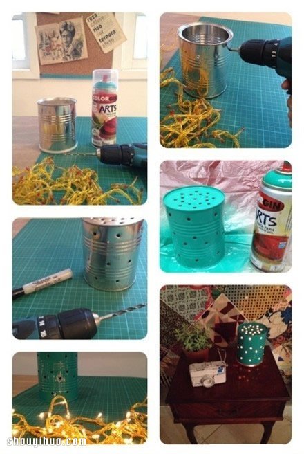 奶粉罐鐵罐廢物利用手工制作DIY漂亮小夜燈 - www.fasang.cn