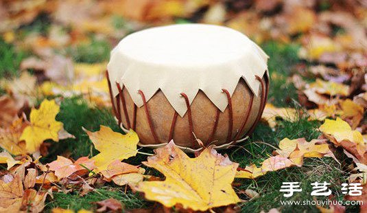 干葫蘆+皮革 DIY制作可愛玩具鼓 - www.fasang.cn