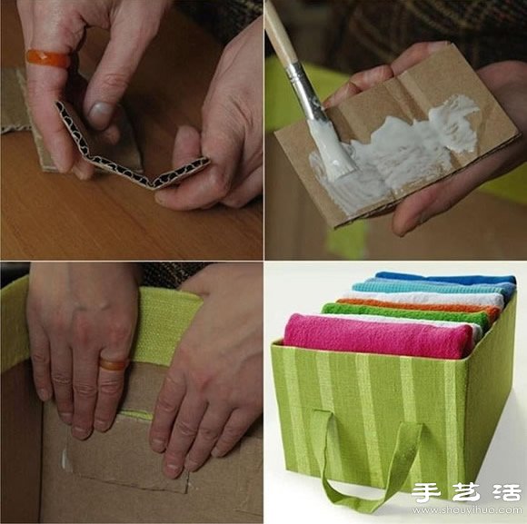 紙板箱/紙箱/包裝盒廢物利用制作衣物收納盒 - www.fasang.cn
