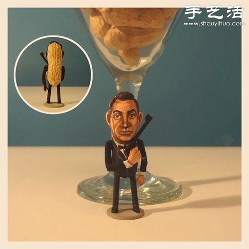 創意DIY:花生殼表面繪制人物肖像 - www.fasang.cn