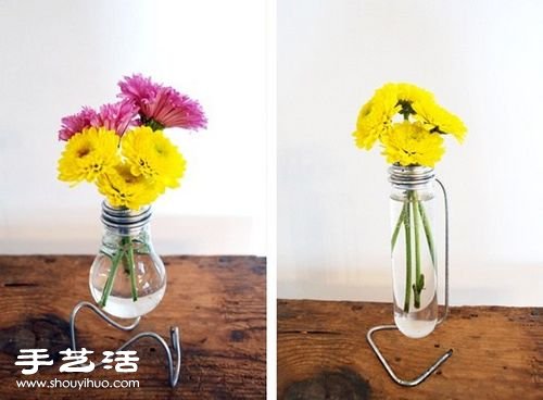 燈泡+鐵絲 廢物利用制作藝術(shù)范兒花瓶 - www.fasang.cn