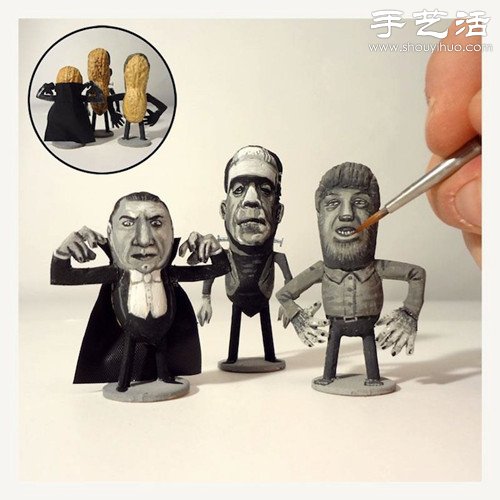 創意DIY:花生殼表面繪制人物肖像 - www.fasang.cn