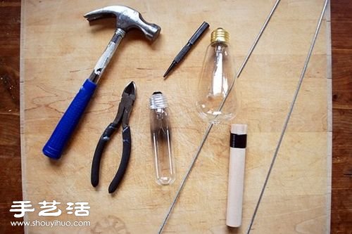 燈泡+鐵絲 廢物利用制作藝術(shù)范兒花瓶 - www.fasang.cn