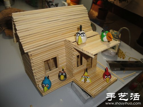 一次性筷子變廢為寶 手工制作小木屋模型 - www.fasang.cn