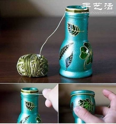 玻璃瓶變廢為寶手工制作精致花瓶 - www.fasang.cn